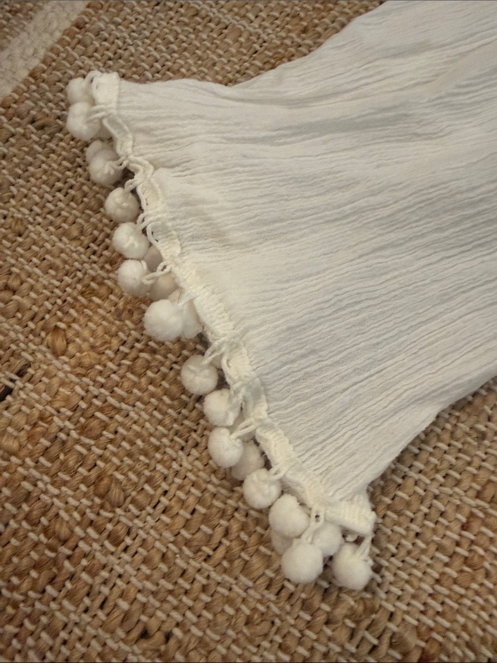 Melissa Odabash White Lace Up Pom Pom Trim Cover Up Large - Picture 2 of 7